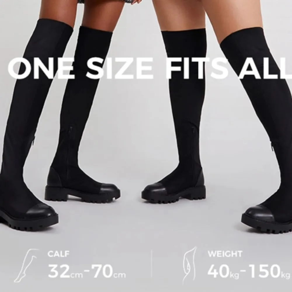 Womens Over Knee Boots Thigh High Stretch Knitted Socks Chunky Block Heel Boots