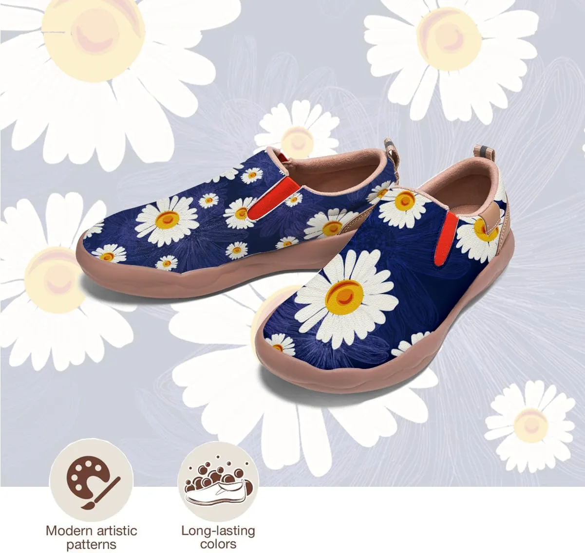Women's Painted Loafers Slip-On Walking Travel Shoes Ladies Floral Art Sneakers