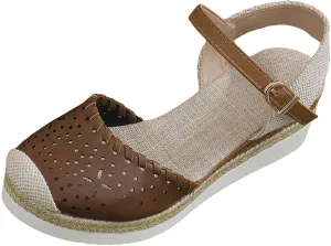 Women's Platform & Wedge Sandals Summer Closed Toe Hollow Out Orthopedic Shoes Comfort Breathable Slip On Summer Sandals with Adjustable Buckle Ankle Strap