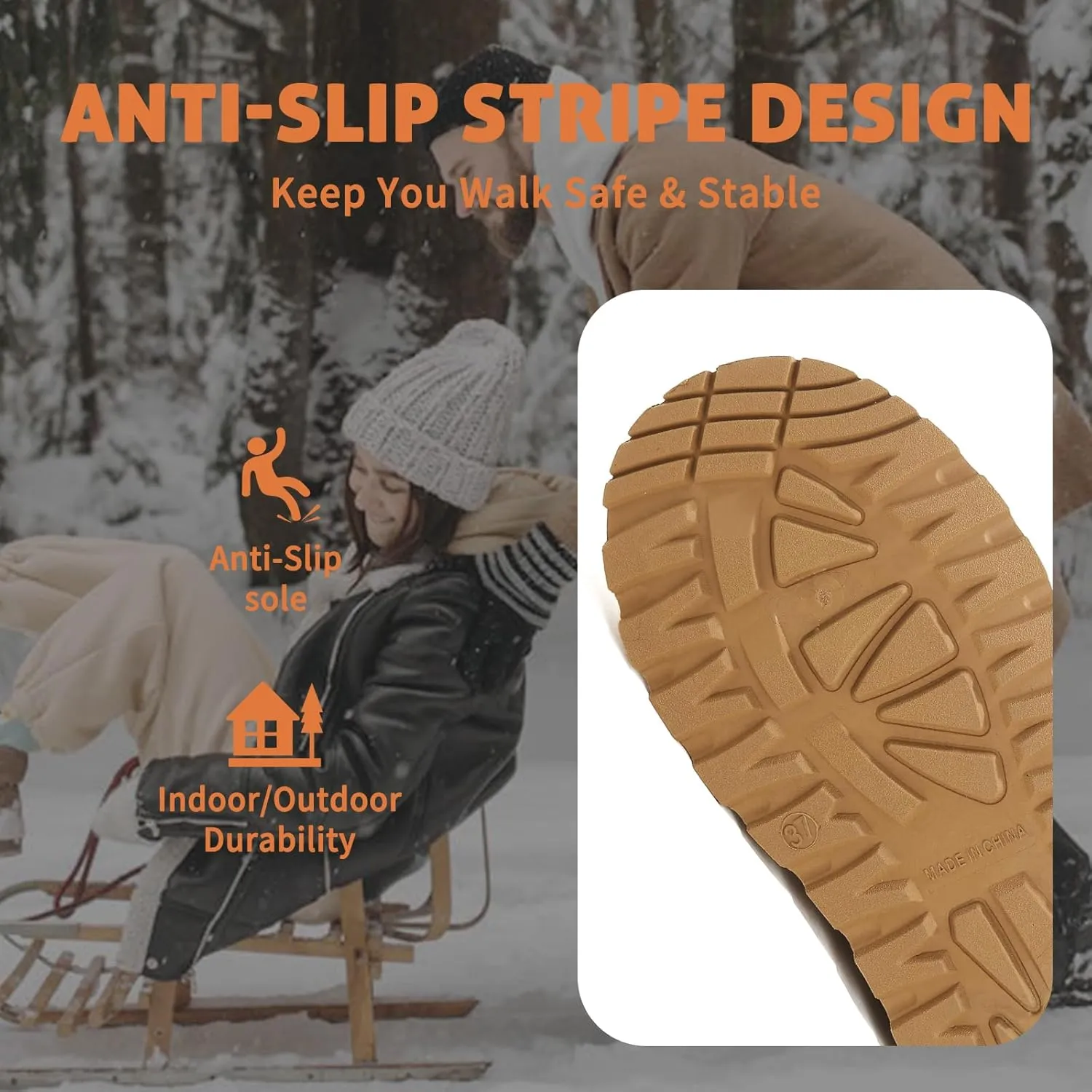 Women's Platform Fuzzy Slippers, Warm Winter Snow Mini Boots with Memory Foam, Fur Fleece Lined House Shoes Indoor and Outdoor