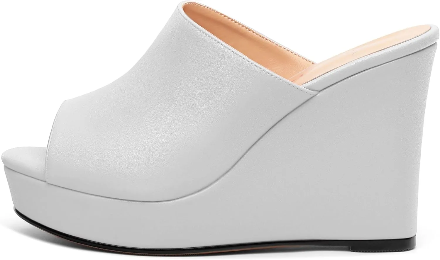 Women's Platform Heels Wedge Sandals Open Toe Slip on High Heels Comfortable Matte Mules Heeled Sandals Dressy Pumps Shoes