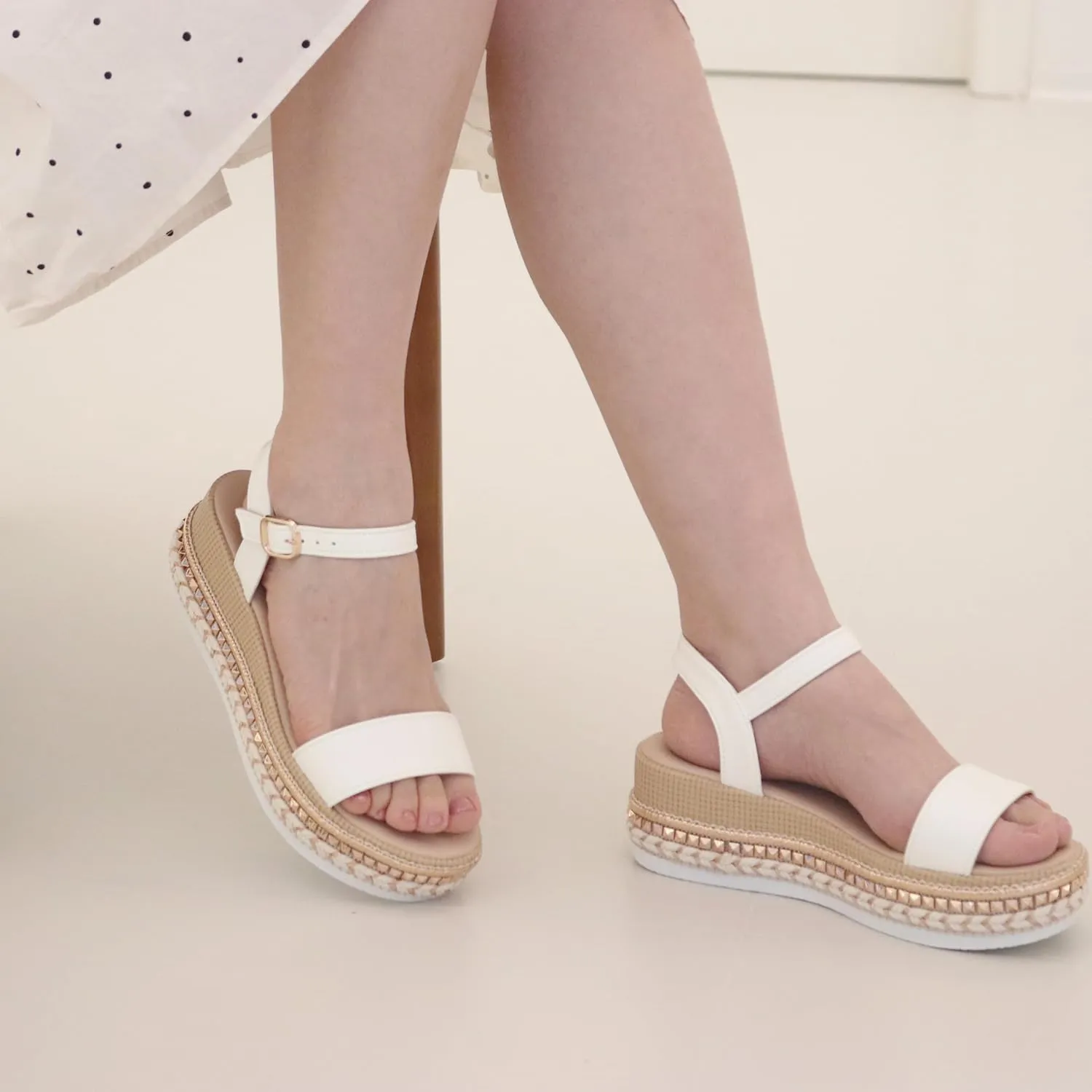 Women's Platform Sandals Buckle Ankle Strap Espadrille Open Toe Boho Wedge Sandals Size 6-11