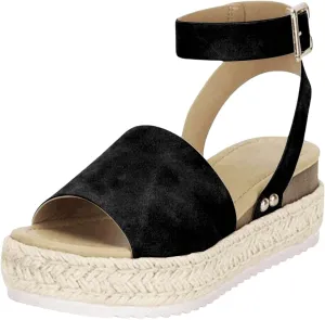 Womens Platform Sandals Comfortable Arch Support Wedge Sandals Summer Buckle Casual Sandal Open Toe Espadrilles Boho Summer Beach Shoes Comfortable Outdoor Walking Shoes