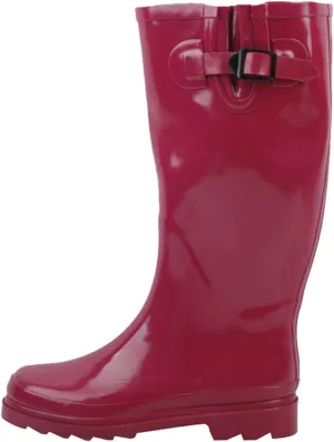 Women's Rain Boots Adjustable Buckle Fashion Mid Calf Wellies Rubber Knee High Snow Multiple Styles