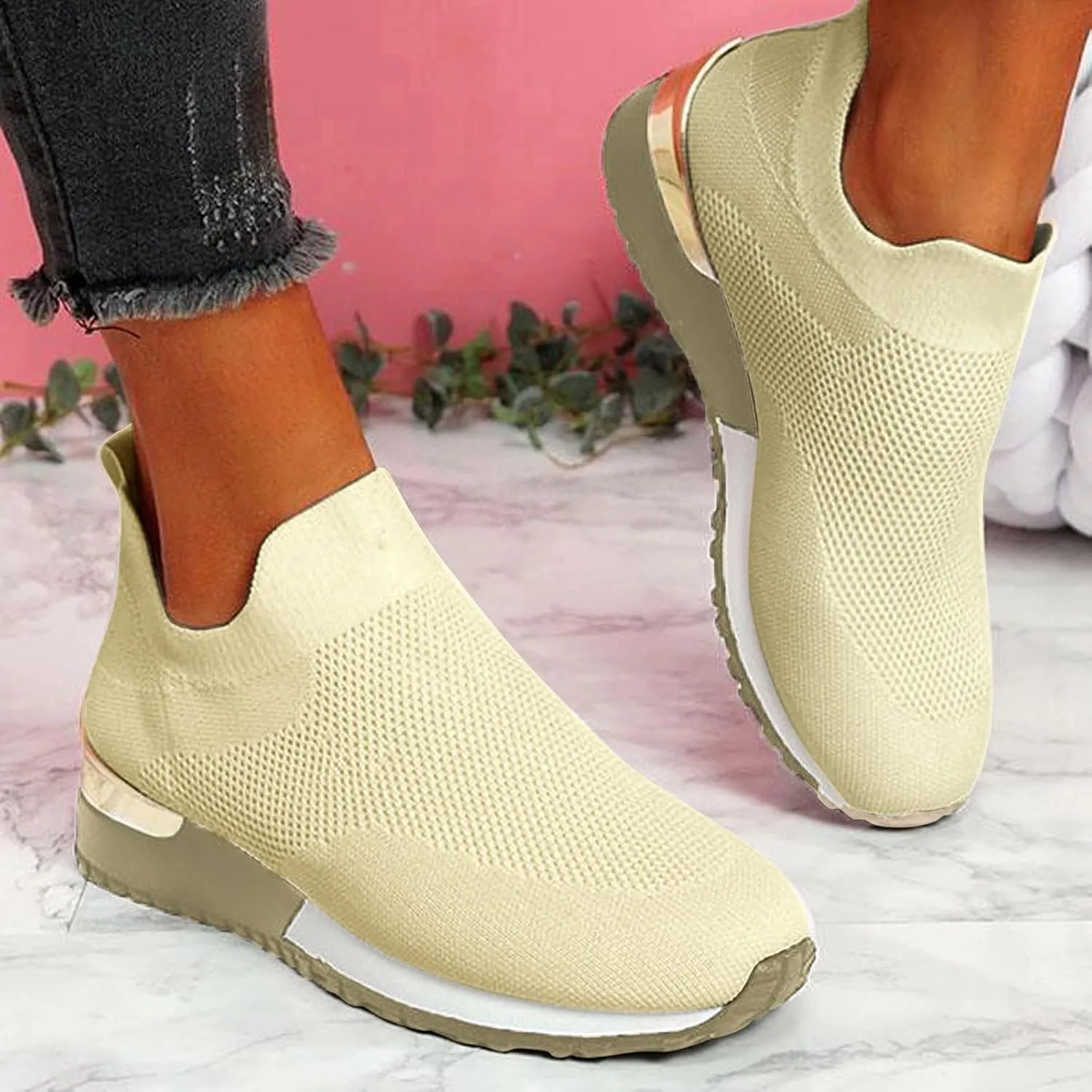 Womens Running Shoes Lightweight Tennis Shoes Non Slip Mens Dress Shoes Slip On White Casual Shoes Waterproof Sneakers Steel Toe Tennis Shoe Casual Loafers