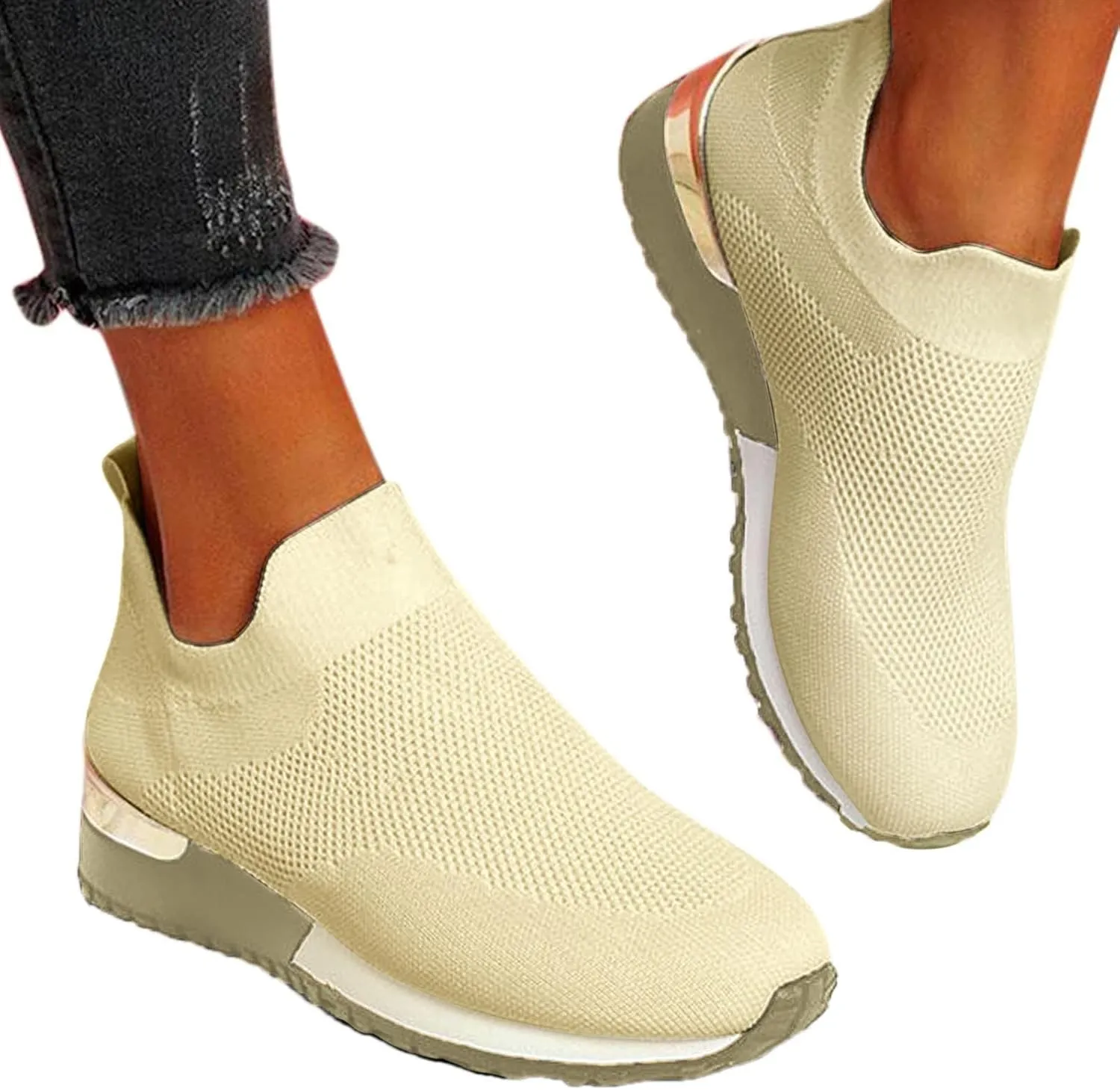 Womens Running Shoes Lightweight Tennis Shoes Non Slip Mens Dress Shoes Slip On White Casual Shoes Waterproof Sneakers Steel Toe Tennis Shoe Casual Loafers