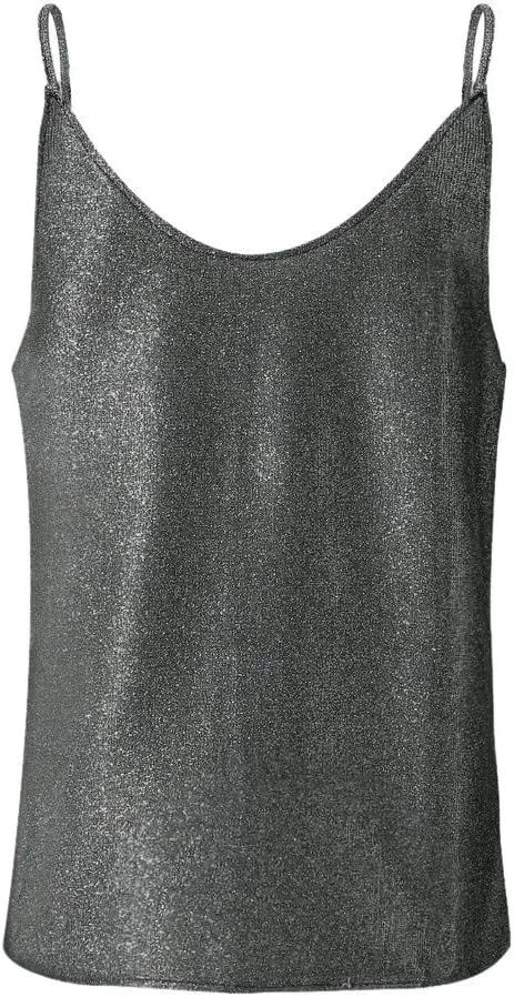 Women's Sequin Tank Tops Sparkle Glitter Cami Shirts Summer Sleeveless Sexy V Neck Party Camisole Going Out Outfits