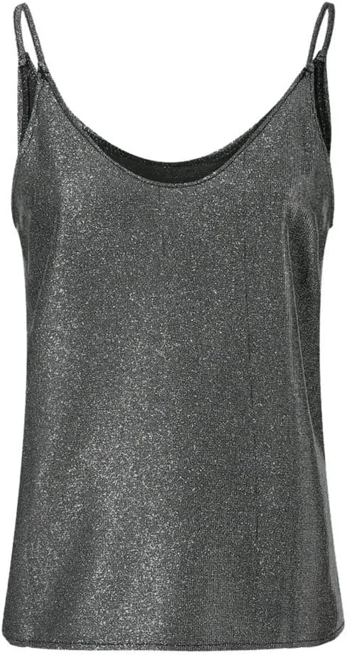 Women's Sequin Tank Tops Sparkle Glitter Cami Shirts Summer Sleeveless Sexy V Neck Party Camisole Going Out Outfits
