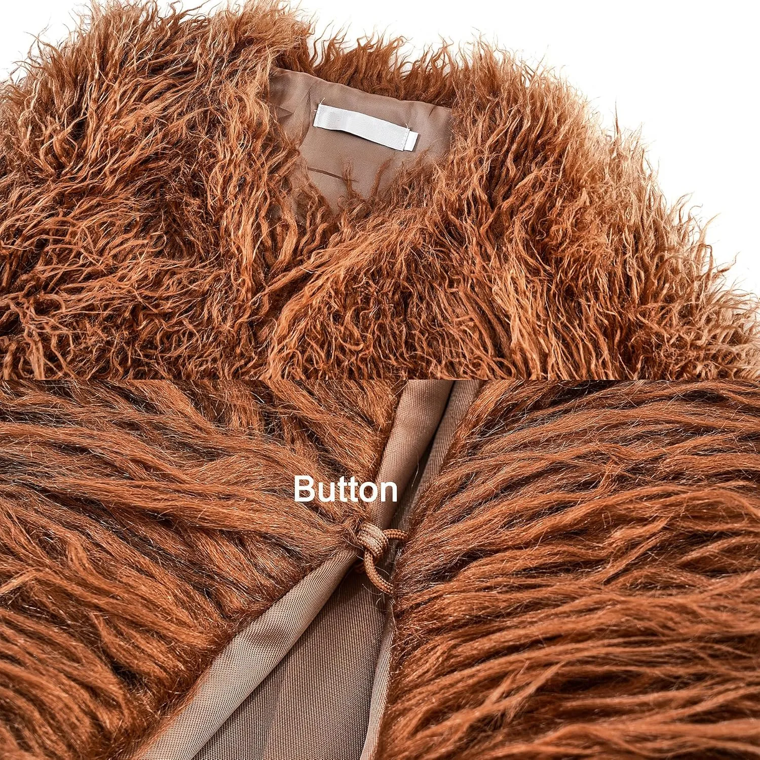 Women's Shaggy Faux Fur Outwear Coat Jacket Long Sleeve Warm Winter