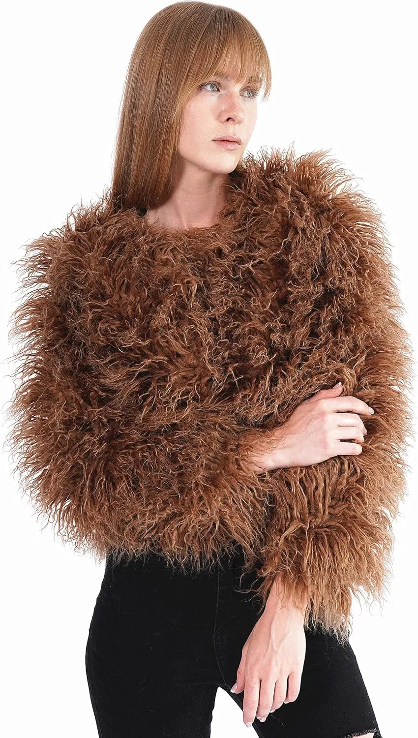 Women's Shaggy Faux Fur Outwear Coat Jacket Long Sleeve Warm Winter