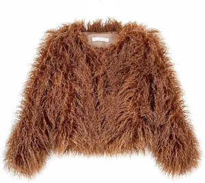 Women's Shaggy Faux Fur Outwear Coat Jacket Long Sleeve Warm Winter