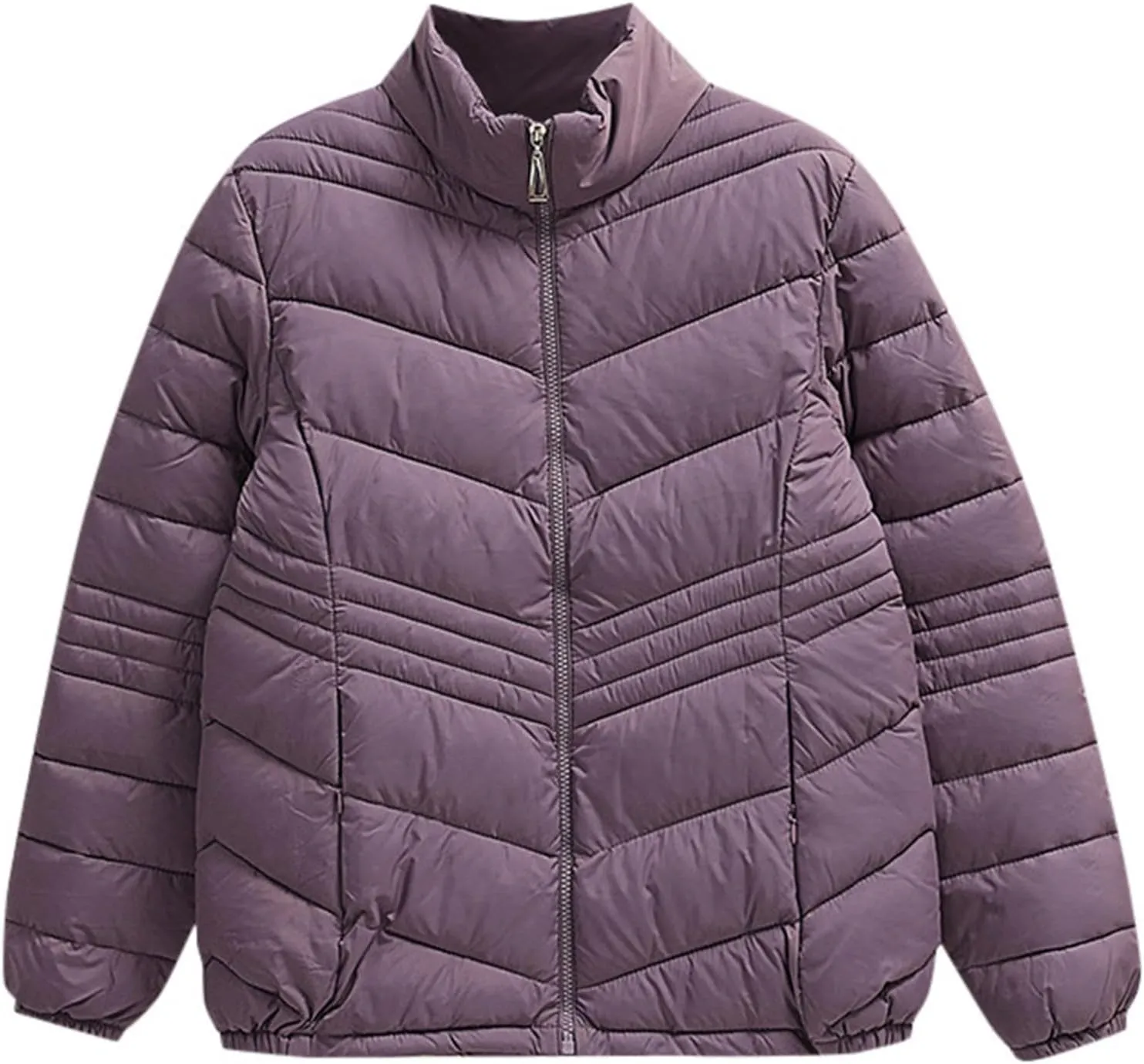 Women's Short Quilted Jackets Casual Stand Collar Zip Up Winter Down Puffer Jacket Padded Outerwear Coats with Pocket