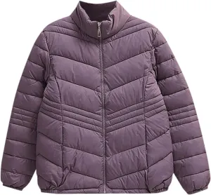 Women's Short Quilted Jackets Casual Stand Collar Zip Up Winter Down Puffer Jacket Padded Outerwear Coats with Pocket