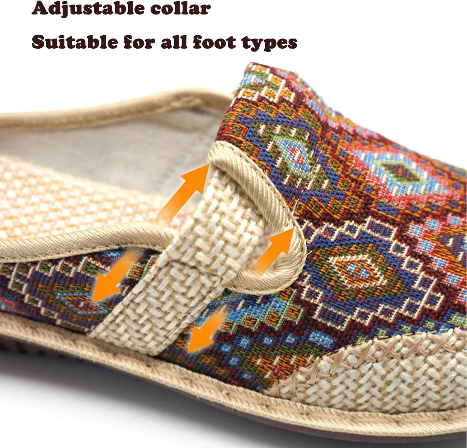 Women's Slip On Boho Closed Toe Mules, Round Toe Non-Slip Linen Cloges, Casual Slides Shoes