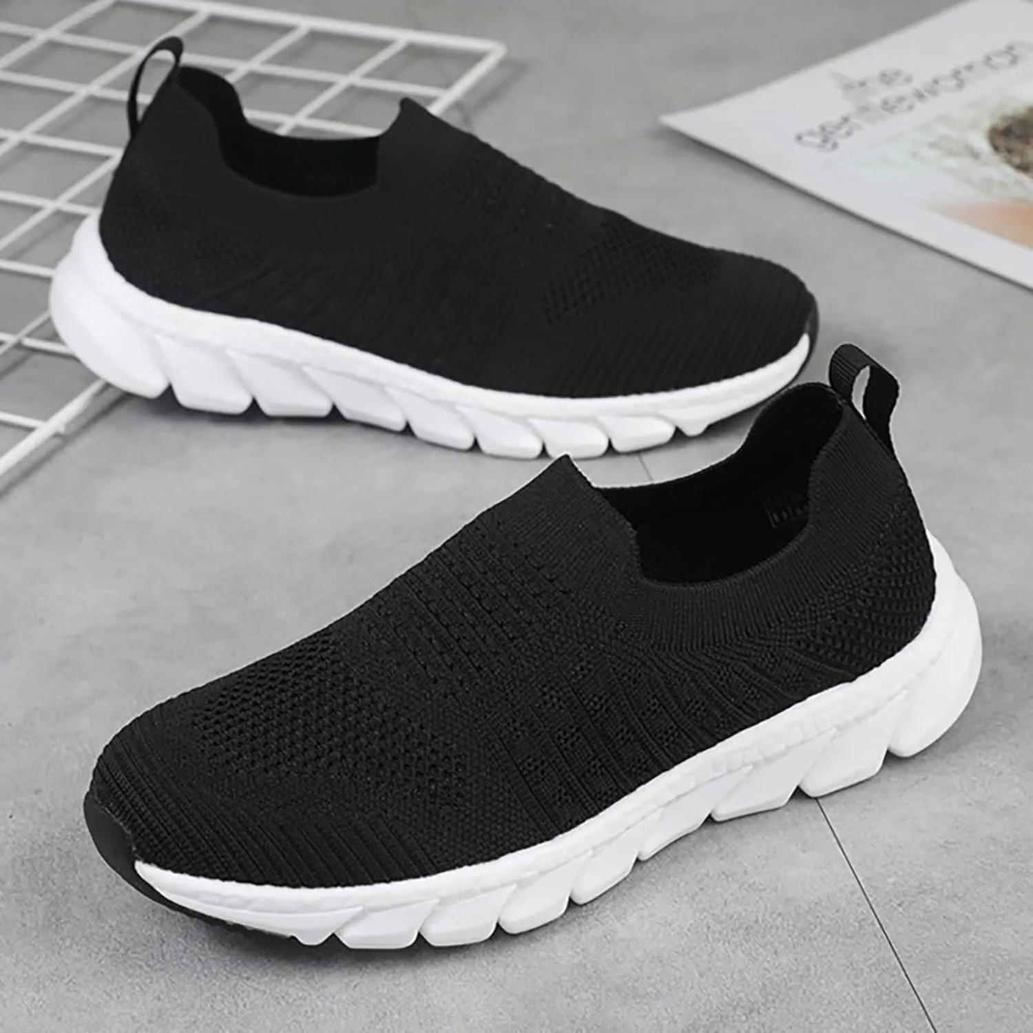 Womens Slip On Walking Shoes Lightweight Breathable Non Slip Running Shoes for Men Arch Support Dressy Casual Shoes Chunky Sneakers Steel Toe Tennis Shoe Loafers Shoe