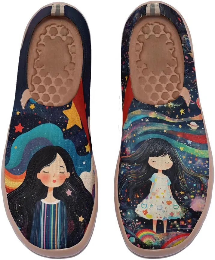 Womens Slip Resistant Travel Loafers Lightweight Flexible Casual Sneakers Colorful Comfort Walking Shoes