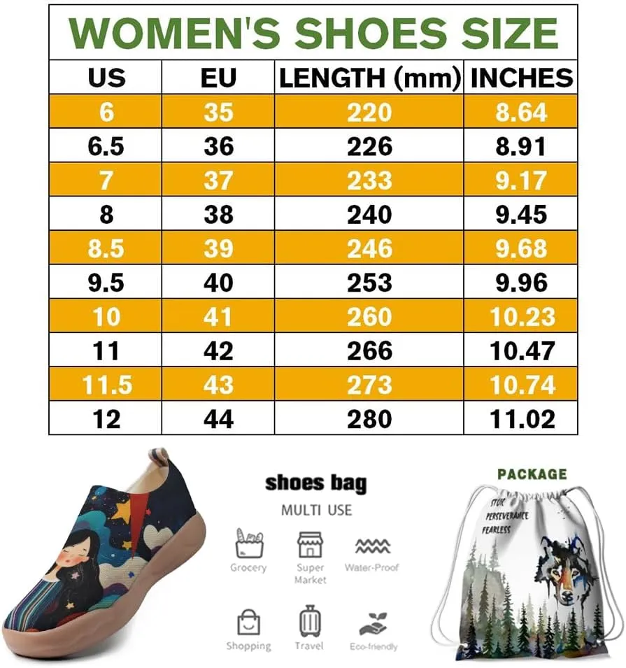 Womens Slip Resistant Travel Loafers Lightweight Flexible Casual Sneakers Colorful Comfort Walking Shoes
