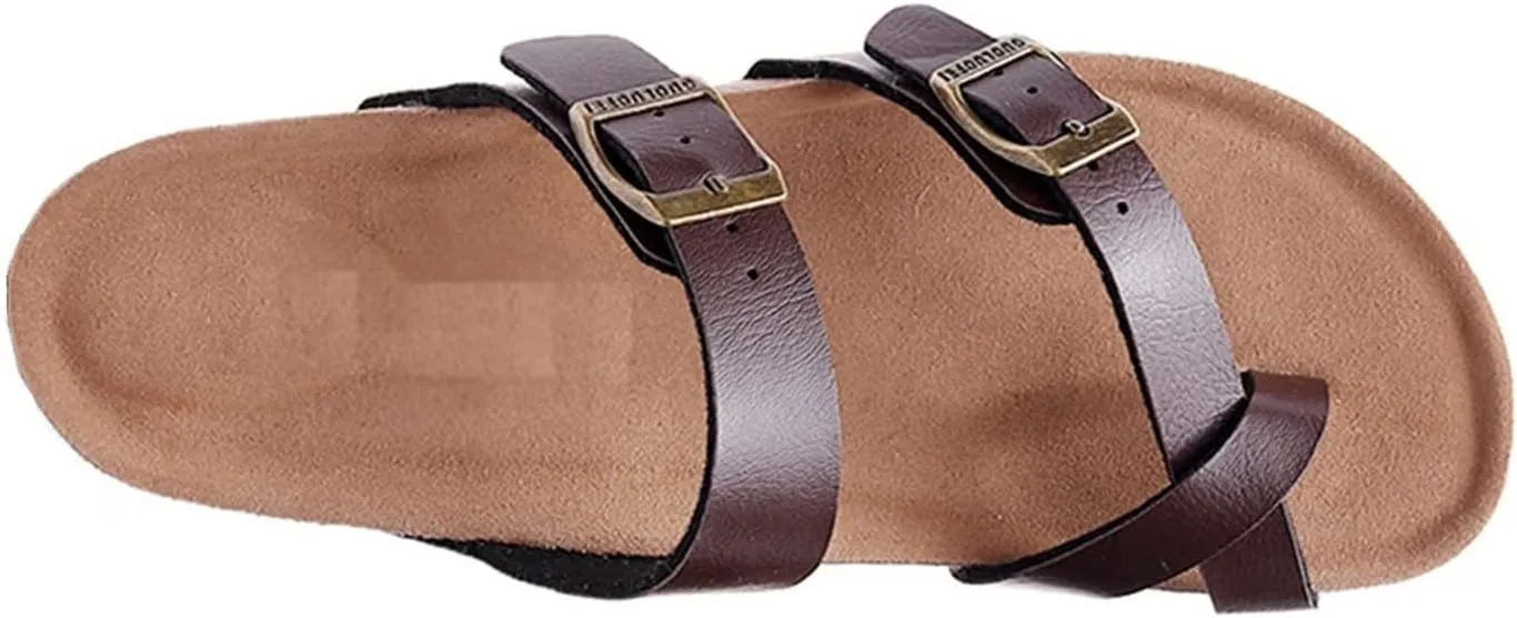 Women's Slippers,Men's and Women's Cork Mules Color-blocked Summer Shoes Open-toe Couple Flip flops Beach Soft Sandals
