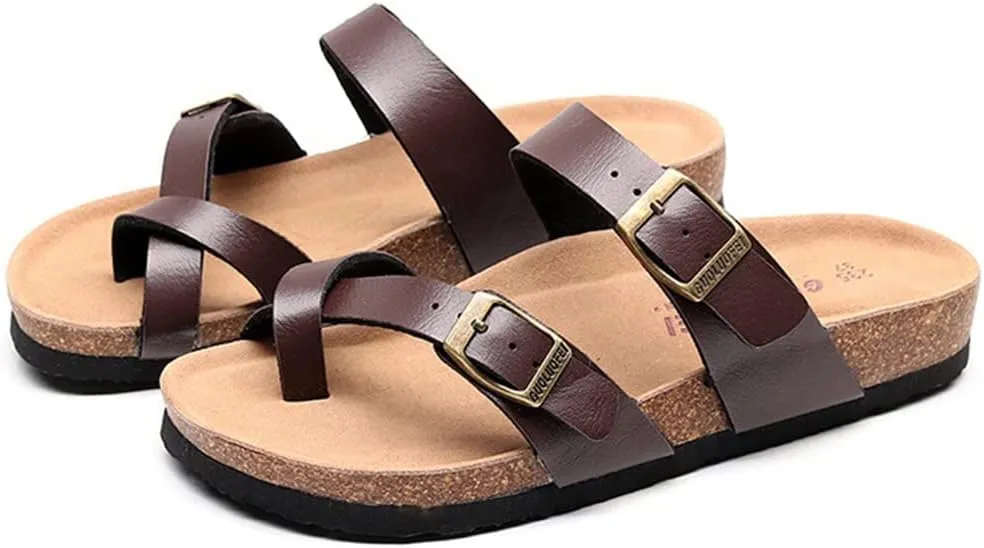 Women's Slippers,Men's and Women's Cork Mules Color-blocked Summer Shoes Open-toe Couple Flip flops Beach Soft Sandals