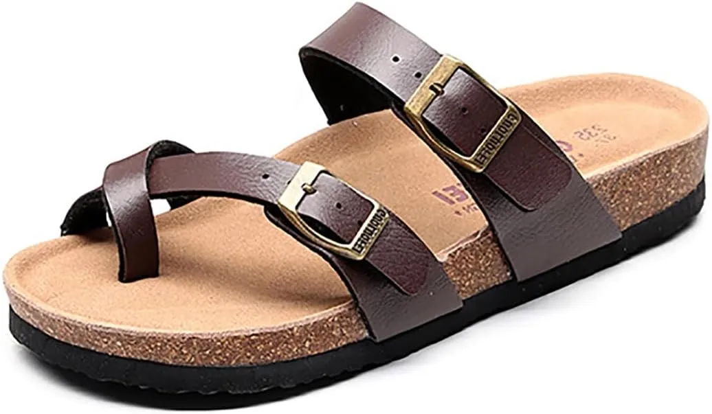 Women's Slippers,Men's and Women's Cork Mules Color-blocked Summer Shoes Open-toe Couple Flip flops Beach Soft Sandals
