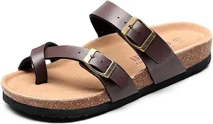 Women's Slippers,Men's and Women's Cork Mules Color-blocked Summer Shoes Open-toe Couple Flip flops Beach Soft Sandals