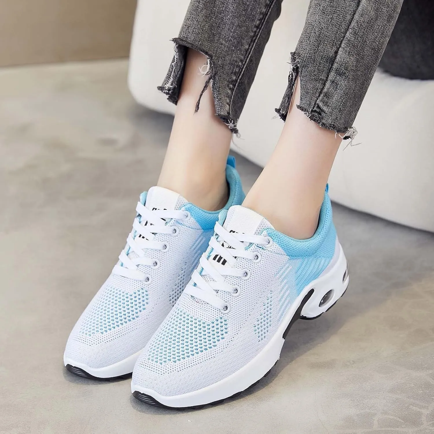 Womens Sneakers Air Cushion Running Shoes Mens Lightweight Tennis Walking Shoes Mesh Breathable Gym Work Fashion Sneakers Training Comfortable Walking Shoe Non Slip Workout Casual Sport Shoe