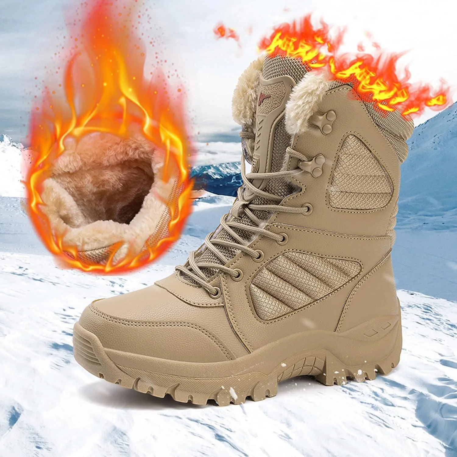 Women's Snow Boots Waterproof Insulated Fur Lined Booties Lightweight Winter Hiking Shoes WaterProof Warm No-Slip Thermal