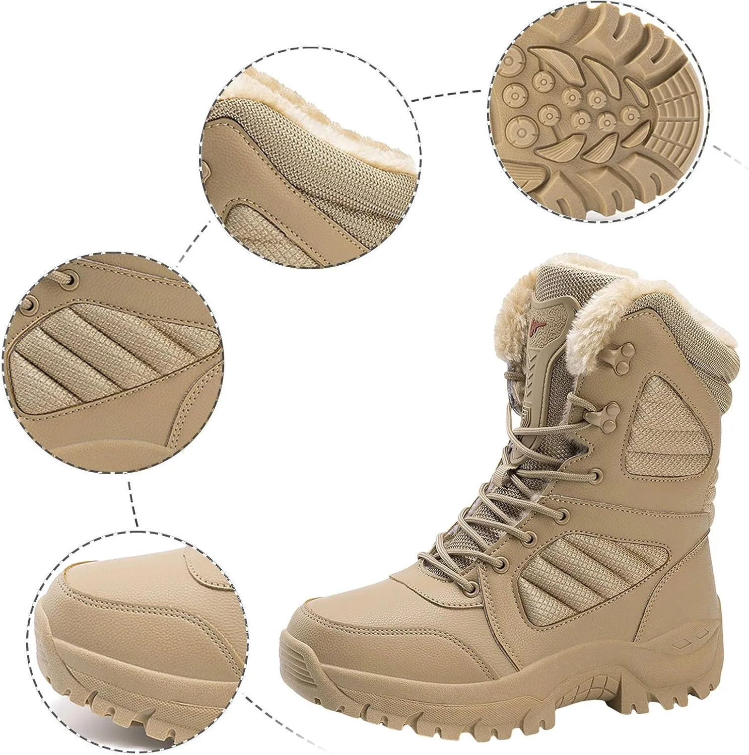 Women's Snow Boots Waterproof Insulated Fur Lined Booties Lightweight Winter Hiking Shoes WaterProof Warm No-Slip Thermal