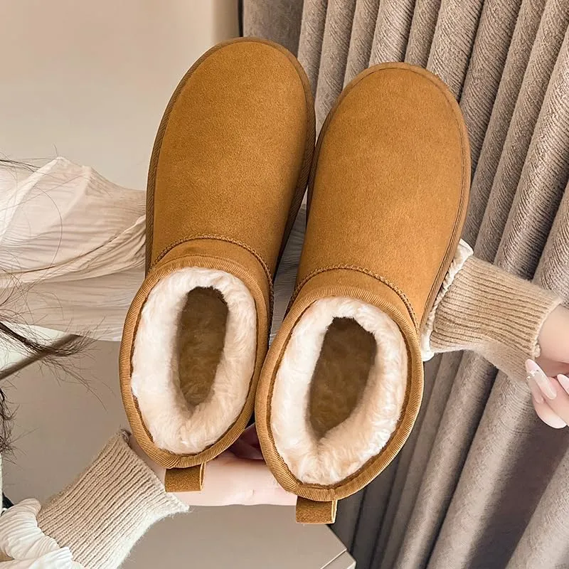 Women's Snow Boots Winter Mini Boots Warm Fur Lined Short Boots Winter Suede Snow Boots Indoor & Outdoor