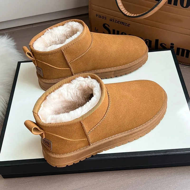 Women's Snow Boots Winter Mini Boots Warm Fur Lined Short Boots Winter Suede Snow Boots Indoor & Outdoor