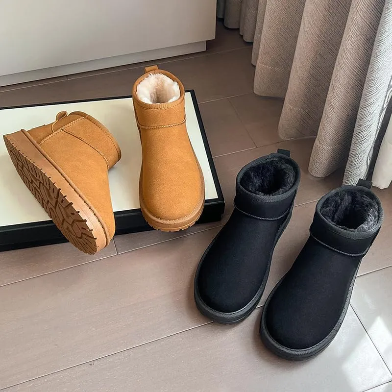 Women's Snow Boots Winter Mini Boots Warm Fur Lined Short Boots Winter Suede Snow Boots Indoor & Outdoor