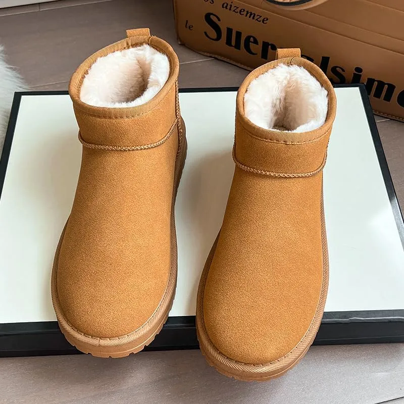Women's Snow Boots Winter Mini Boots Warm Fur Lined Short Boots Winter Suede Snow Boots Indoor & Outdoor