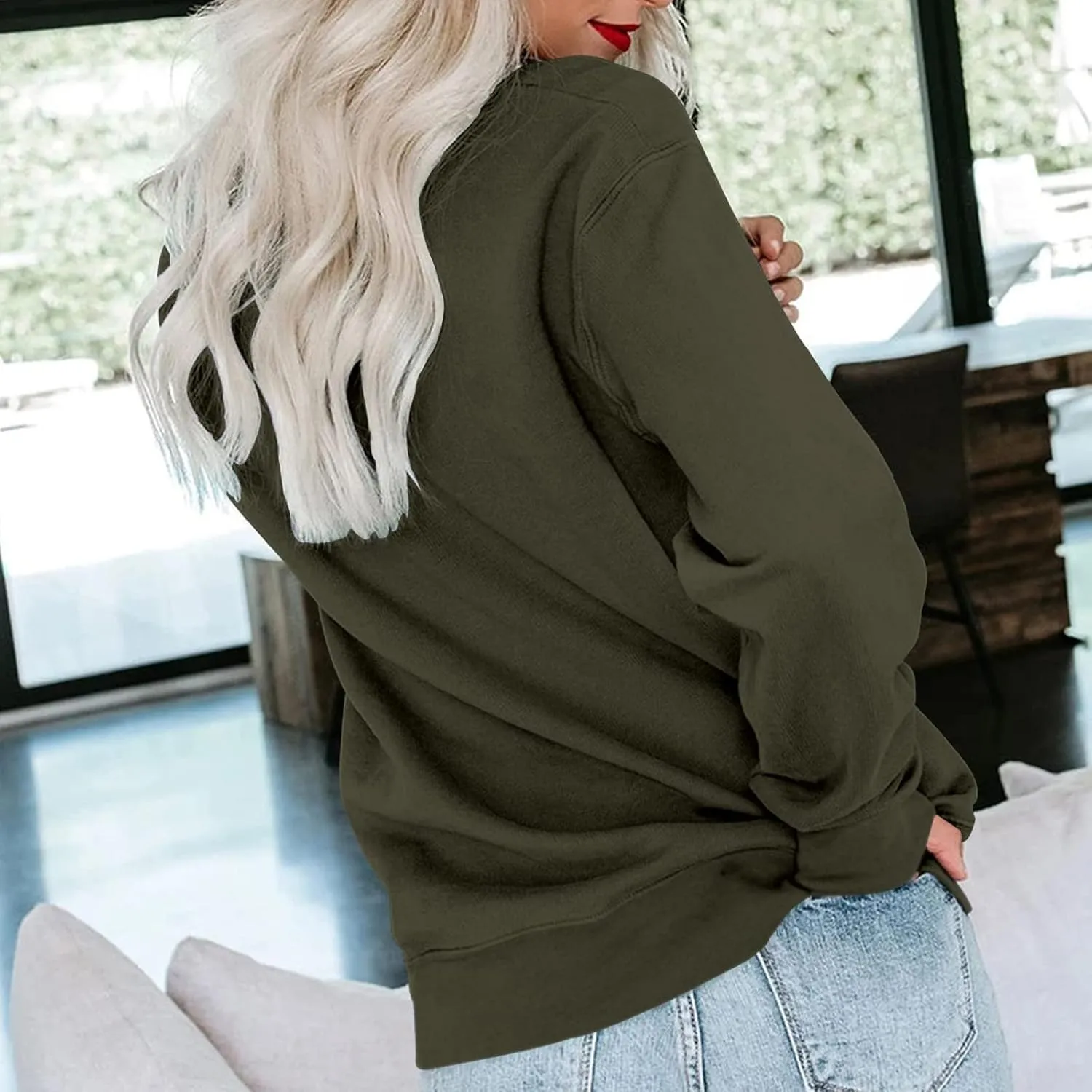 Women's Spring Casual Long Sleeve Sweatshirts Color Block/Solid/Gradient Lightweight Crew Neck Pullover Loose Fit Tunic Tops