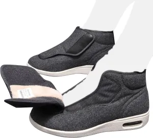 Womens Stylish Diabetic Shoes,Men's Diabetic Winter Warm Fleece Shoes Non-Slip Round Toe Adjustable Wide Memory Form Arthritis Swollen Boots