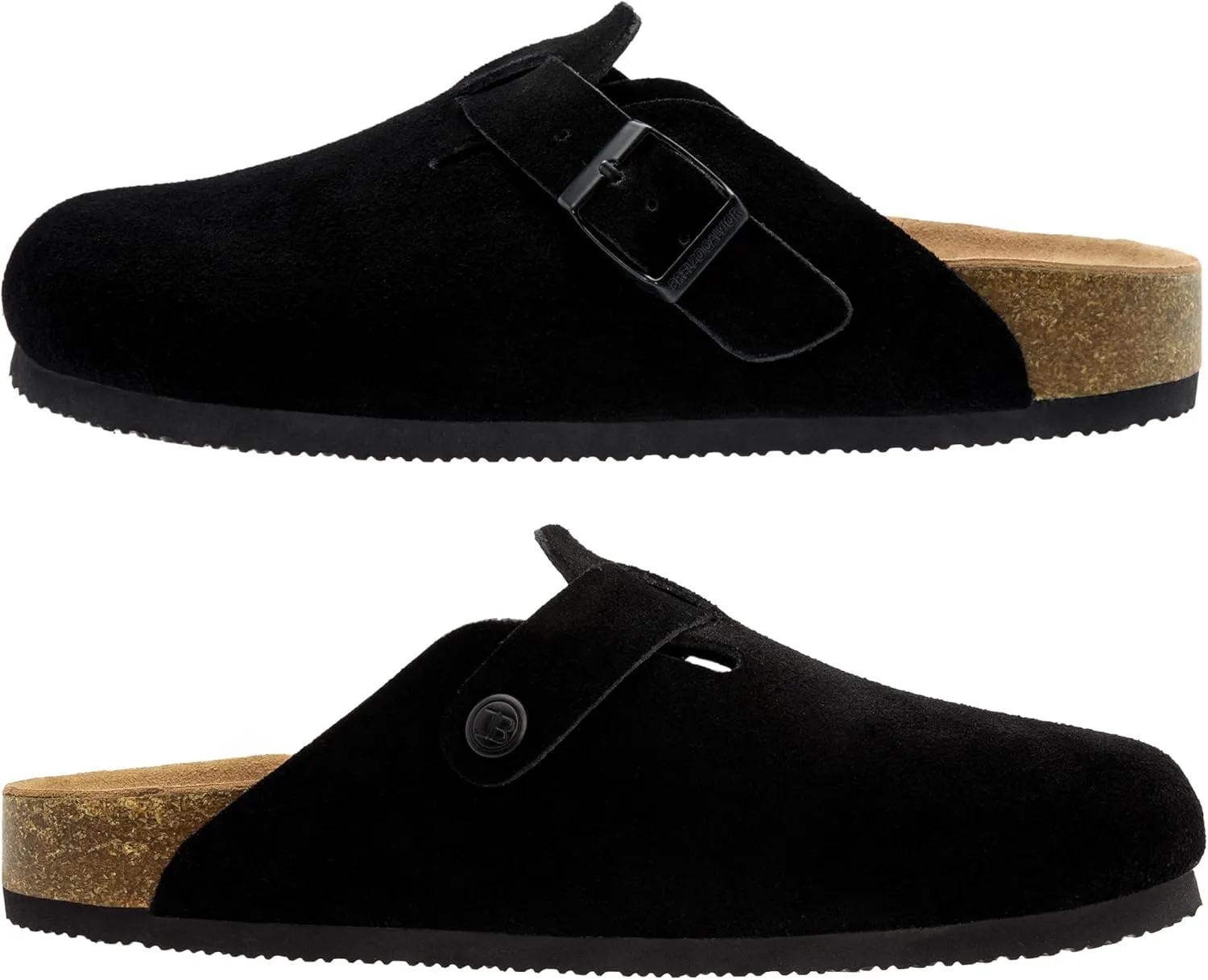 Women's Suede Clogs Men's Slip-On Mules Non-Slip Potato Shoes Arch Support Sandals with Adjustable Buckle for Indoor & Outdoor Use