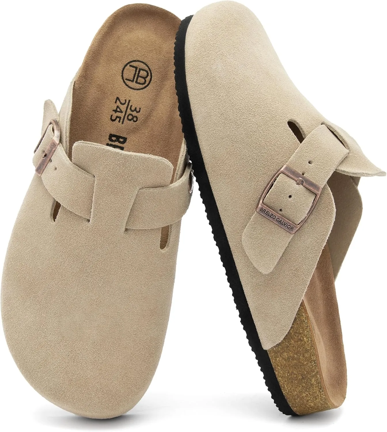 Women's Suede Clogs Men's Slip-On Mules Non-Slip Potato Shoes Arch Support Sandals with Adjustable Buckle for Indoor & Outdoor Use