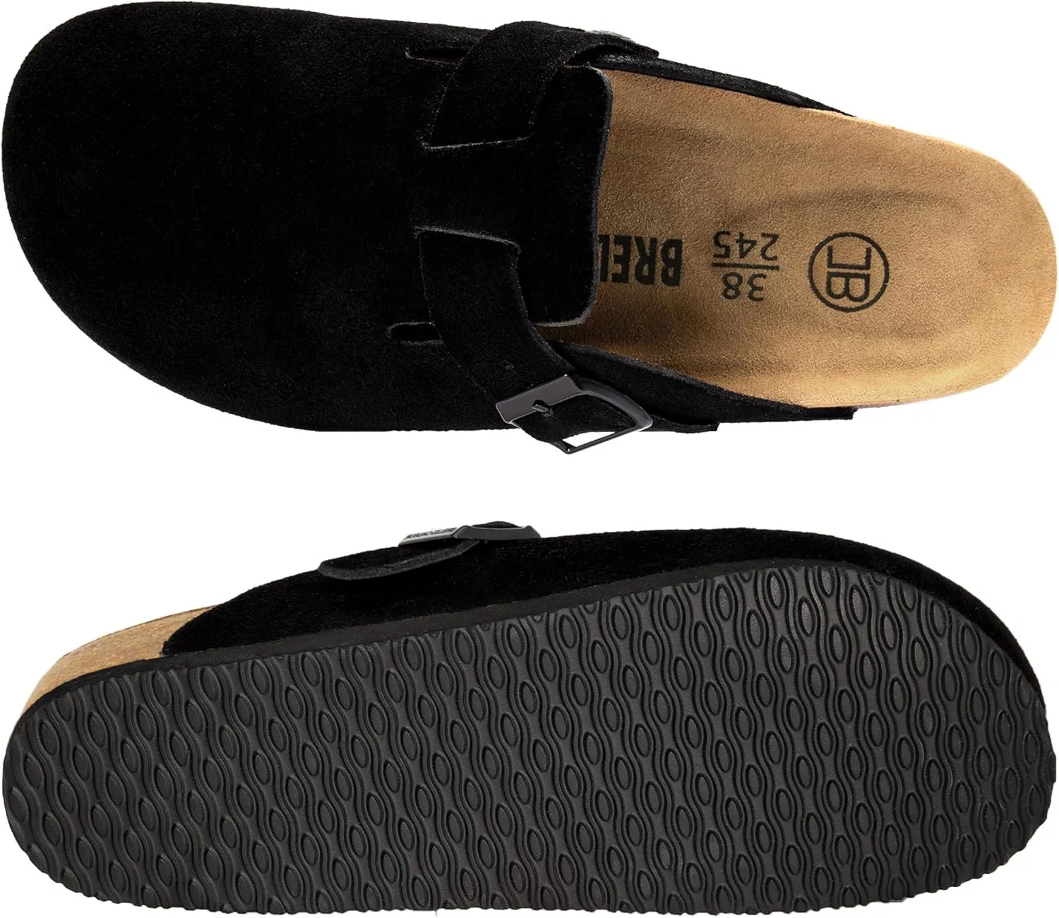 Women's Suede Clogs Men's Slip-On Mules Non-Slip Potato Shoes Arch Support Sandals with Adjustable Buckle for Indoor & Outdoor Use
