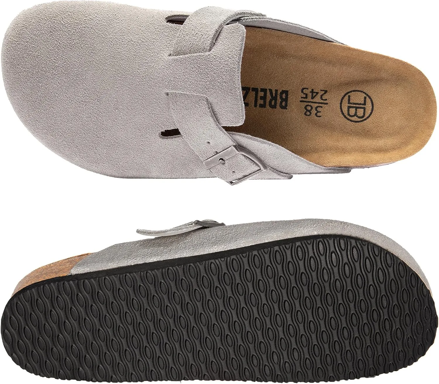 Women's Suede Clogs Men's Slip-On Mules Non-Slip Potato Shoes Arch Support Sandals with Adjustable Buckle for Indoor & Outdoor Use