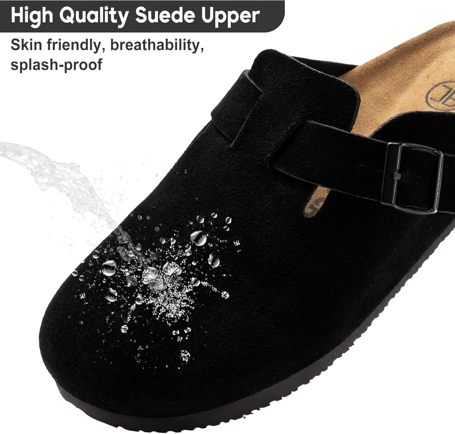 Women's Suede Clogs Men's Slip-On Mules Non-Slip Potato Shoes Arch Support Sandals with Adjustable Buckle for Indoor & Outdoor Use