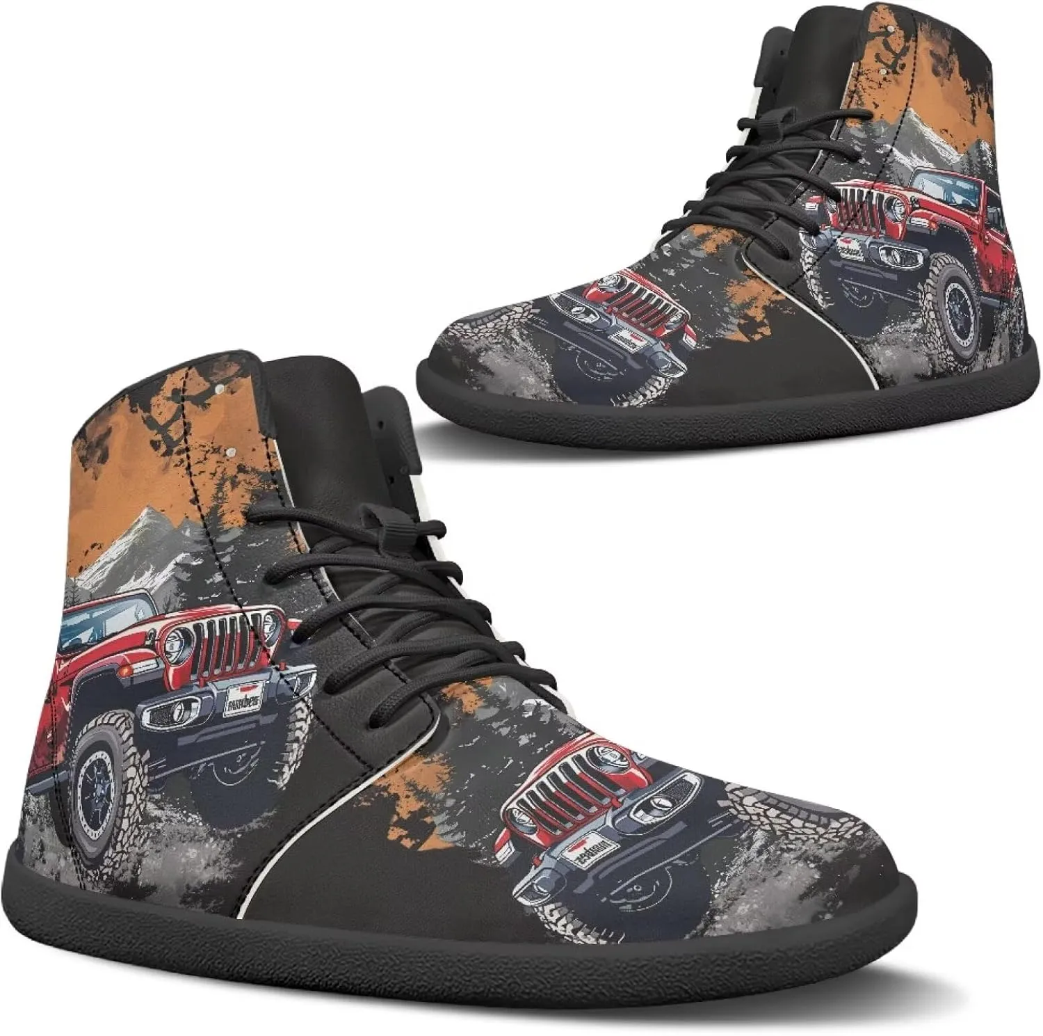 Women's Trail Running Barefoot Shoes Comfortable Zero Drop Sneakers Wide Toe Box PU Leather Casual Shoes SizeUS 6-13.5