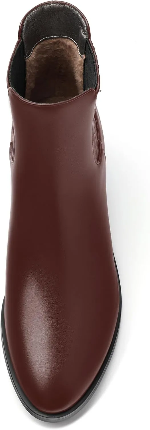 Women's Vintage Elastic Chelsea Ankle Boots, Fashion Low Block Slope Heel Round Toe Fall Slope Heel Boots Shoes