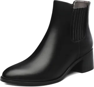 Women's Vintage Elastic Chelsea Ankle Boots, Fashion Low Block Slope Heel Round Toe Fall Slope Heel Boots Shoes