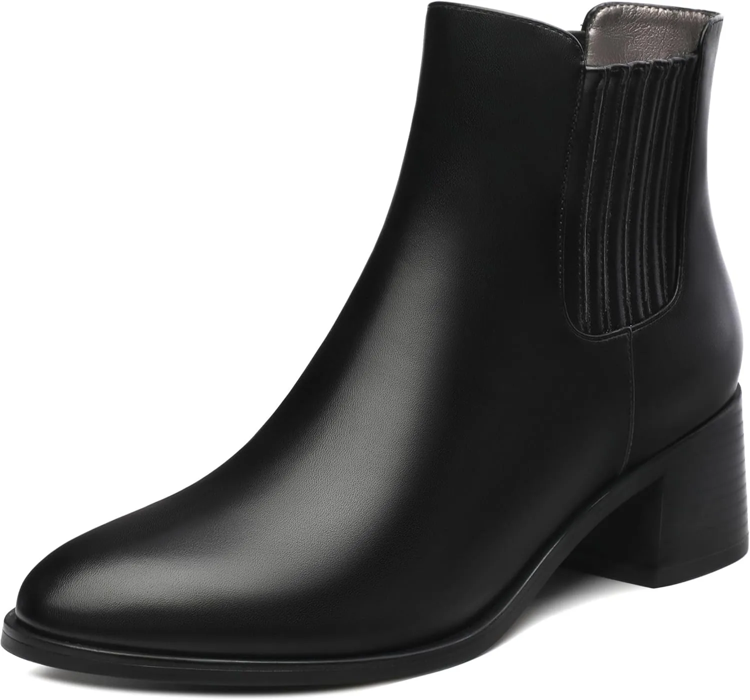 Women's Vintage Elastic Chelsea Ankle Boots, Fashion Low Block Slope Heel Round Toe Fall Slope Heel Boots Shoes