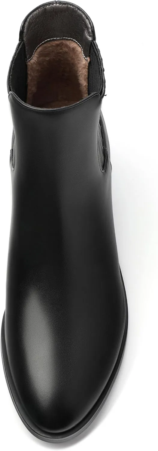 Women's Vintage Elastic Chelsea Ankle Boots, Fashion Low Block Slope Heel Round Toe Fall Slope Heel Boots Shoes