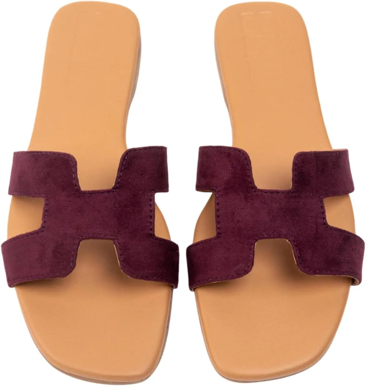 Women's Voyage Flat Slide Sandals - Square Open Toe Slides H-Band Slides for Women Fashionable Slip-On with Soft Leather Slippers for Summer | Comfort Walking with Beach Shoes