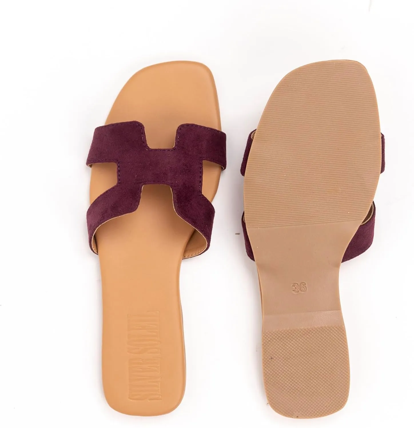 Women's Voyage Flat Slide Sandals - Square Open Toe Slides H-Band Slides for Women Fashionable Slip-On with Soft Leather Slippers for Summer | Comfort Walking with Beach Shoes