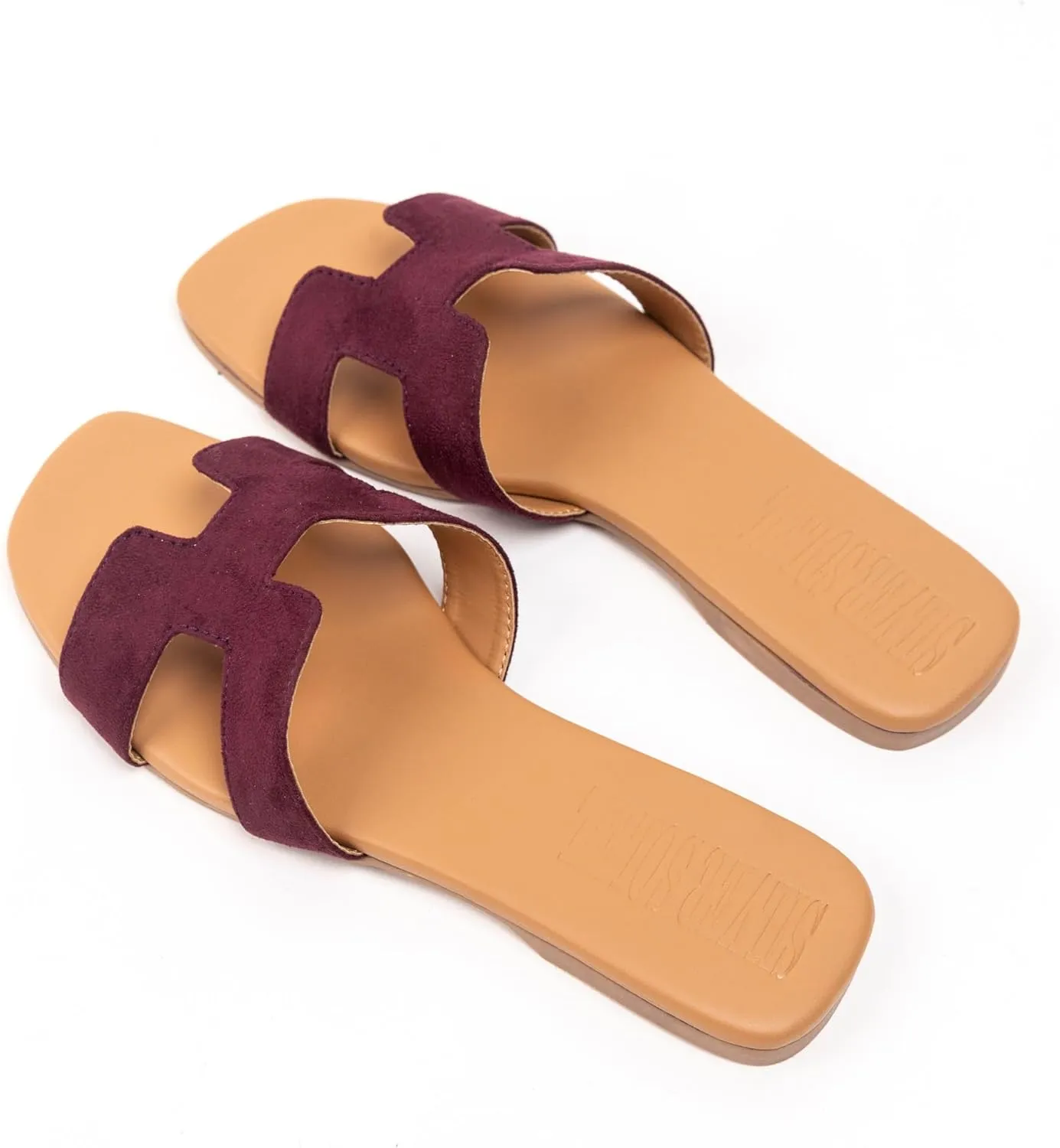 Women's Voyage Flat Slide Sandals - Square Open Toe Slides H-Band Slides for Women Fashionable Slip-On with Soft Leather Slippers for Summer | Comfort Walking with Beach Shoes