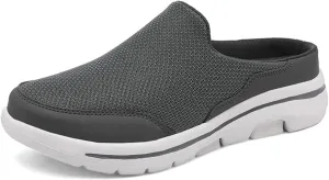 Womens Walking Shoes Breathable Mesh Mules Lightweight Open Back Slippers Casual Comfortable Wedge Mules Knitted Closed Toe Slip On Clogs Orthopedic Diabetic Shoes with Arch-Support