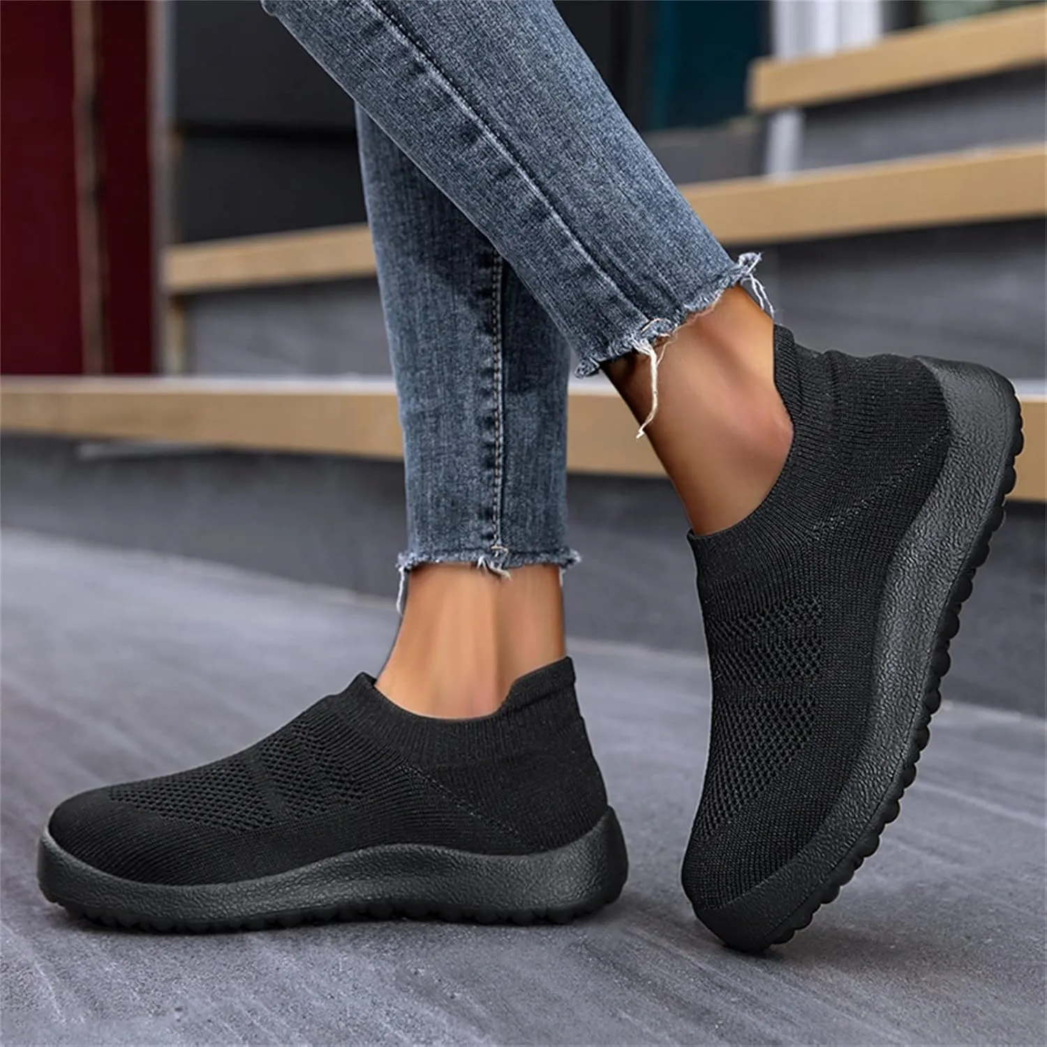 Women's Walking Shoes Cushion Comfortable Breeze Shoes Tennis Shoes Womens Boots Casual Work Shoes Platform Sneakers Slip On Tennis Shoe White Loafers