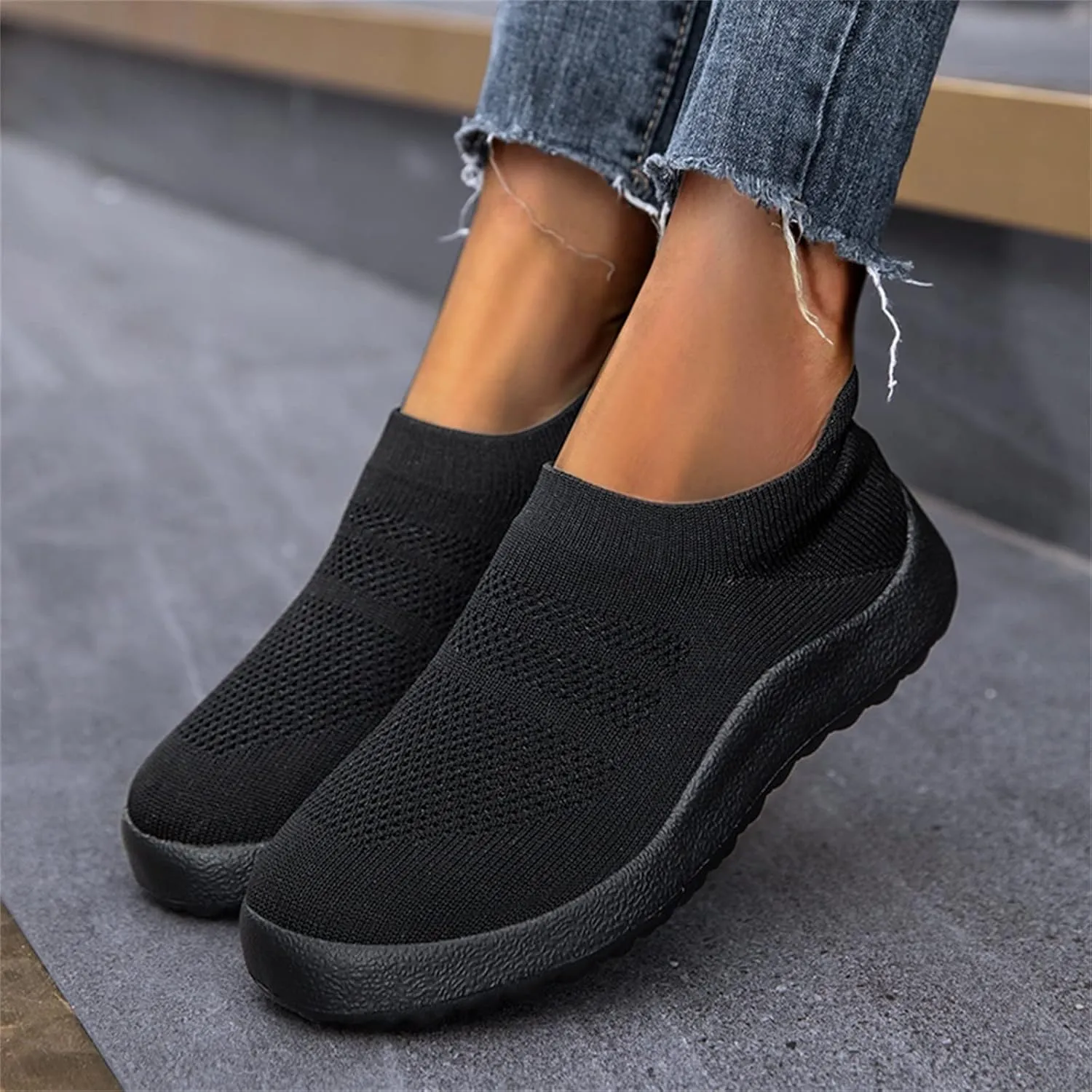 Women's Walking Shoes Cushion Comfortable Breeze Shoes Tennis Shoes Womens Boots Casual Work Shoes Platform Sneakers Slip On Tennis Shoe White Loafers